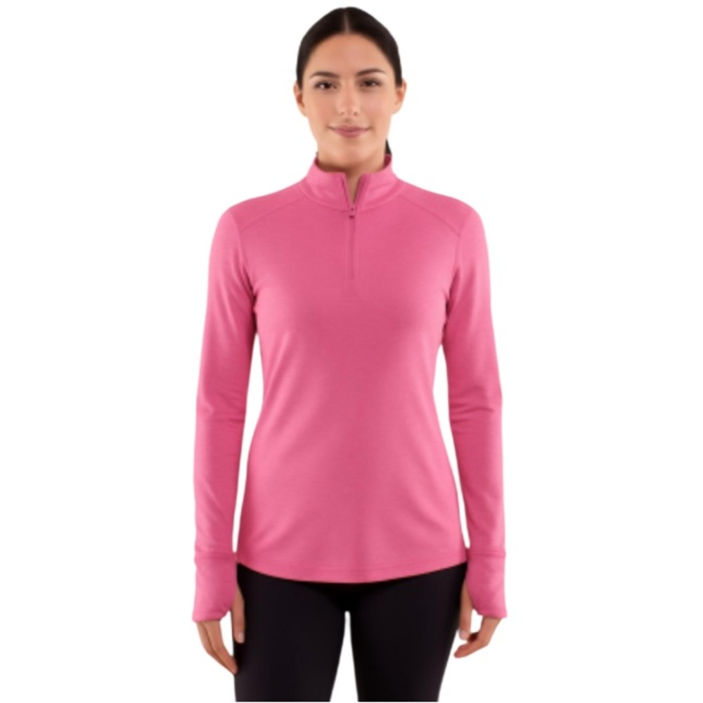 Tuff Athletics Quarter Zip Long Sleeve with Thumbholes Pink Medium